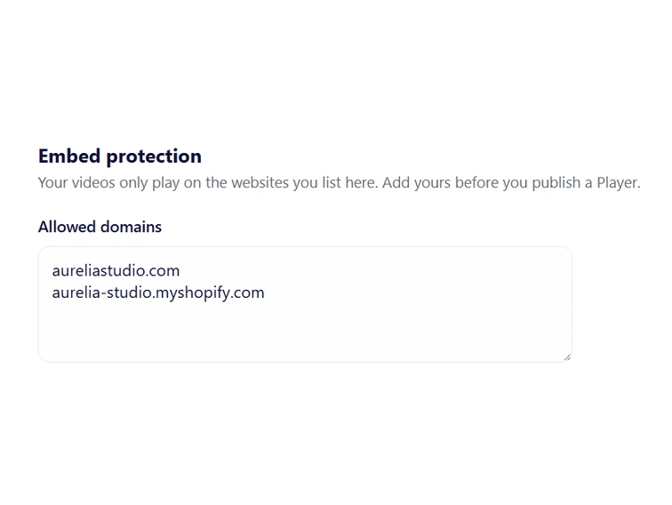 Embed protection with the store domain and its .myshopify.com address