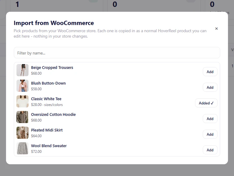 Import from WooCommerce product list